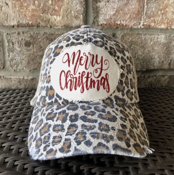 Leopard Print Merry Christmas Hat