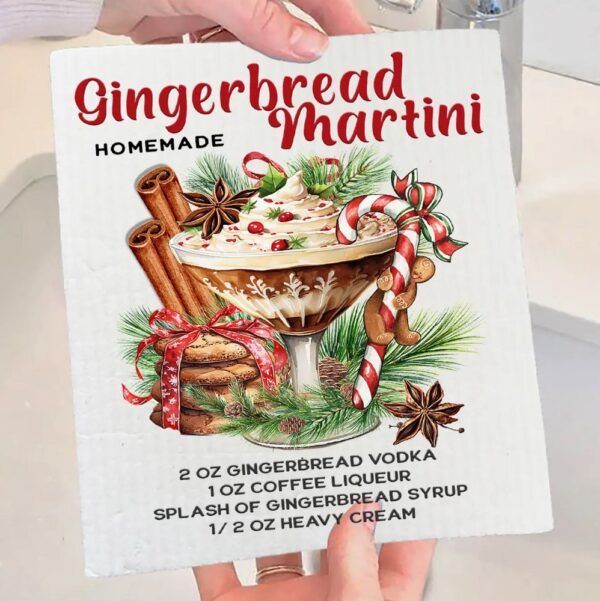 Christmas Gingerbread Martini Swedish Dishcloth