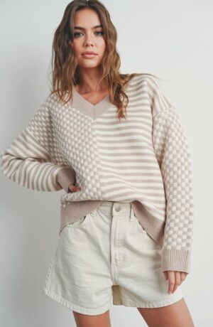 Frenchy Checker Pattern Sweater